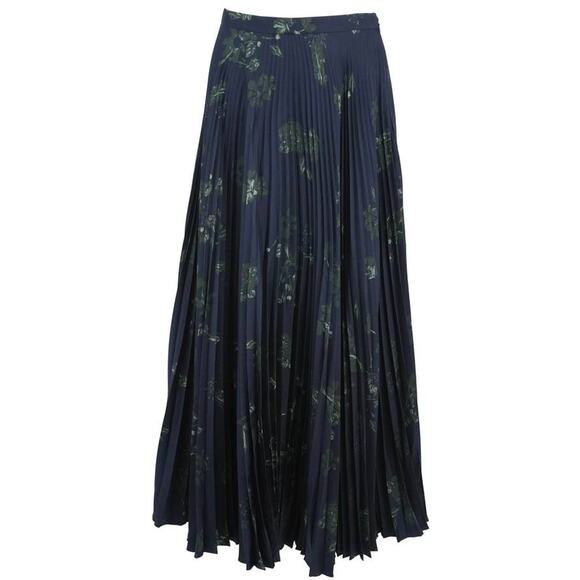 Gabriela Hearst Eames Silk Pleated Skirt in Dark Navy Emerald Green IT 38 US 2 - Picture 6 of 8